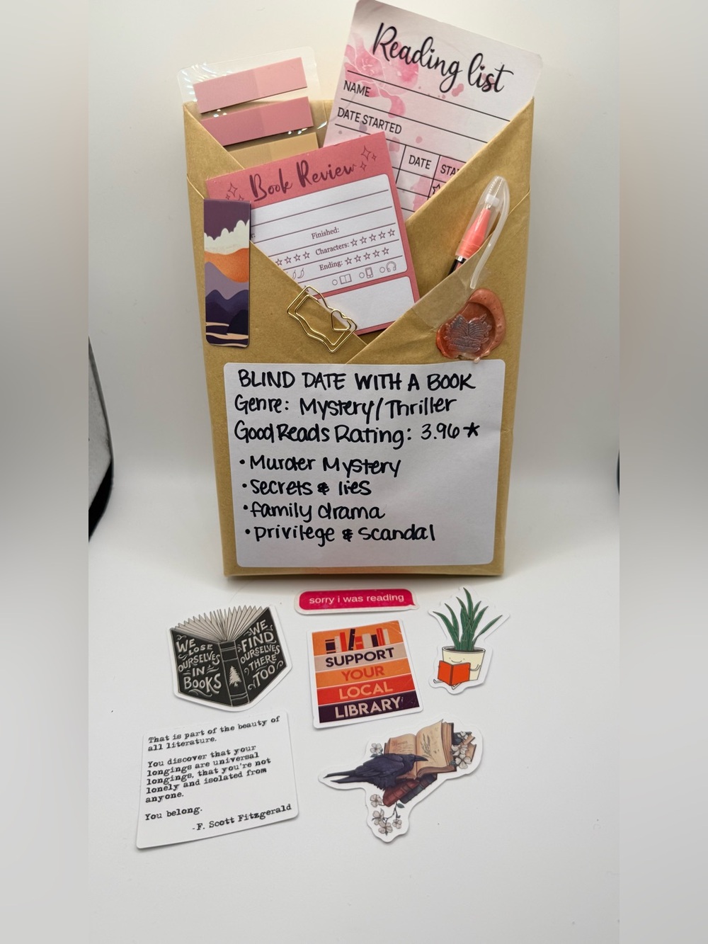 Blind Date With A Book #11 Mystery/Thriller Surprise Book & Accessories